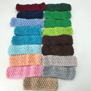 17 piezas diademas elásticas de ganchillo para bebés niñas niños pequeños bandas para el cabello azul verde rosa - Imagen 1 de 6