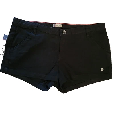 ROXY Shorts Juniors 6 Large Black Cotton Chino Summer Casual NWT - Image 1 of 4