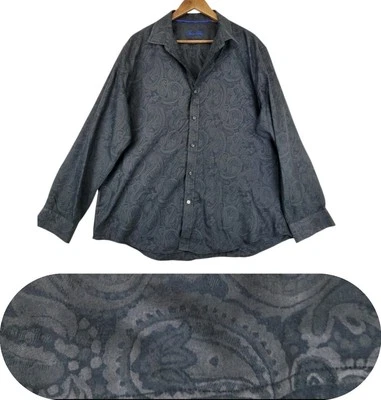 Camisa de vestir Tasso Elba para hombre 18-18,5 negra cachemira salir preppy abotonada Foto 1 de 4