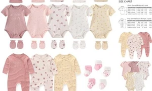 New Born Clothes Cotton Layette Gift Set Unisex Baby Outfit and Accessories - Picture 1 of 7