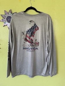 Nautica Angler Langarm T-Shirt Herren X-Large grau Stretch USA Barsch Angeln - Bild 1 von 11