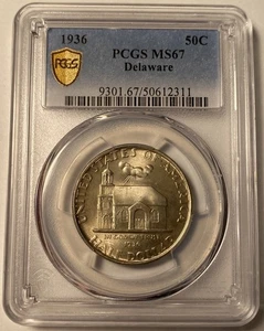 1936 Delaware Commemorative Half Dollar PCGS MS67 - Picture 1 of 4