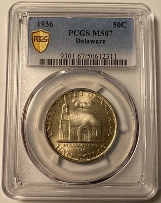 1936 Delaware Commemorative Half Dollar PCGS MS67 - Image 1 of 4