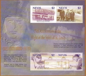 SA11e Nevis 2003 75th Anniv of Flight of the Spirit of St. Louis mint S/S - Picture 1 of 1