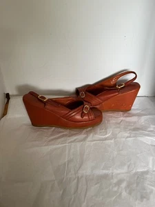 Vintage Buskens High Hell  Leather Womens Brown Size  7.5 open toe Sandals - Picture 1 of 6
