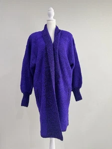 Vintage SIDETTEC Royal Lila Bouclé Strick Mantel Cardigan L - Bild 1 von 6
