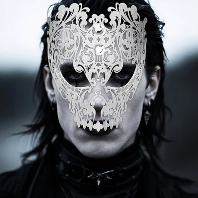 Halloween Gothic Metallic Skull Mask Party Cosplay Dark Theme Decor Accessory - Image 1 of 4