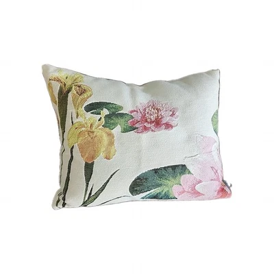 FRENCH Tapestry Cushion/ Pillow Giverny Iris and Nymphea/Waterlily ART de LYS - Image 1 of 4
