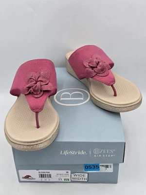 Sandalia de cuña para mujer Bzees for LifeStride Bloom rosa - talla 11 W ancho nueva en caja Foto 1 de 4