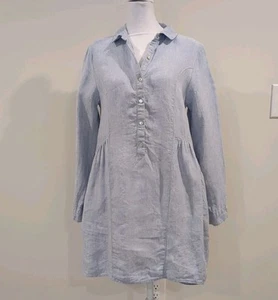 H by Halston Womens Linen Dress S Light Blue Pockets Oversized Preppy Beach - Picture 1 of 12