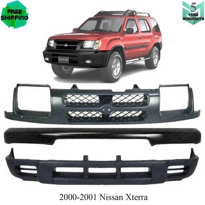 Front Bumper Face Bar Primed & Grille Assembly Kit For 2000-2001 Nissan Xterra - Image 1 of 4