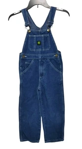 John Deere Boys Denim Bib Overalls Size 7 Adjustable Straps - Picture 1 of 6