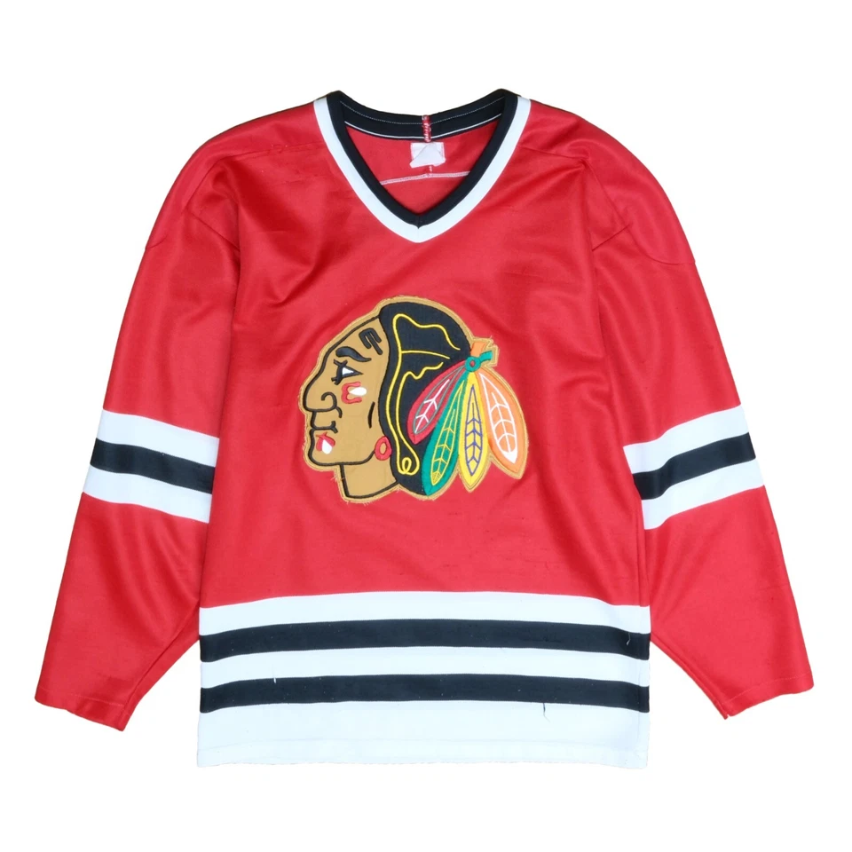 Camiseta deportiva de hockey vintage Chicago Blackhawks Maska CCM talla mediana roja años 90 NHL Foto 1 de 4