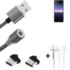 Data charging cable for + headphones Sony Xperia 10 II + USB type C a. Micro-USB