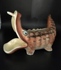 Vintage Alligator Crocodile Toothy Planter Ceramic Glazed Japan Wide Mouth EVC
