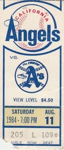 8-11-84 Athletics at Angels Baseball Ticket Stub   Rickey Henderson 3 Hits - Picture 1 of 1