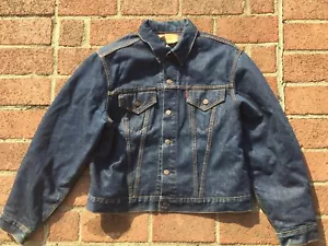 Seltene Vintage Levi's Big E Denim Lrg Typ 2 Taschenjacke 505 558 559 gefüttert dunkel - Bild 1 von 12