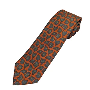 Vintage Polo Ralph Lauren 100% Silk Repp Tie Mens Burnt Orange Jacquard Boho - Picture 1 of 5