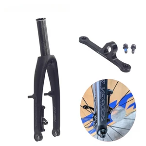 16 Inch Carbon Fork V Brake 74mm Disc Caliper Rigid Forks for Folding Bicycle - Picture 1 of 18