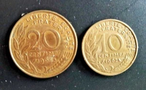 Republique Francaise Coins Liberte Egalite Fraternite. (1962,1964) - Bild 1 von 2