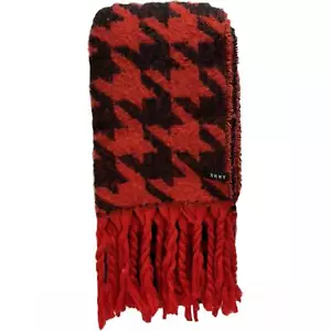 nWT DKNY Womens Oversized Houndstooth Multifunctional Scarf with Fringe DKNY-526 - Picture 1 of 7