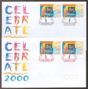 Australia CELEBRATE 2000 Special Red and Black Clock Cancels FDC's - Foto 1 di 2