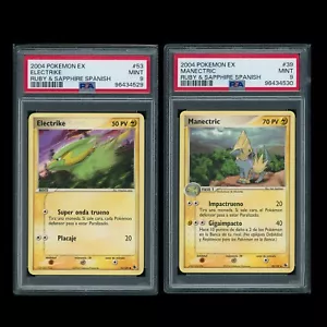 EX Ruby Sapphire - ELECTRIKE #53 / MANECTRIC #39 (Spanish) Sequential Cert PSA 9 - Picture 1 of 2