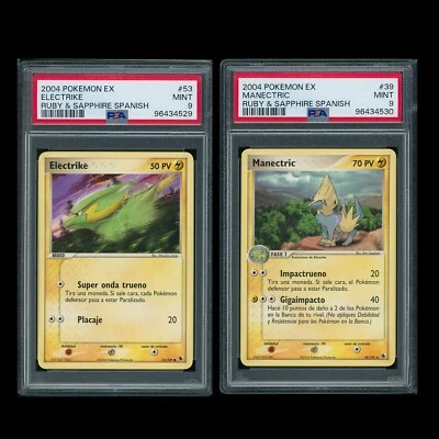 EX Ruby Sapphire - ELECTRIKE #53 / MANECTRIC #39 (Spanish) Sequential Cert PSA 9 - Image 1 of 2