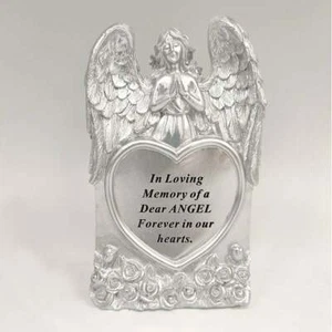 Silver Praying Angel Heart Someone Special Memorial Standing Plaque DF18577-P - Picture 1 of 1