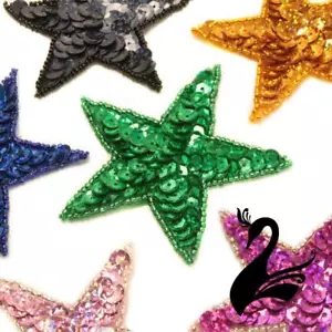 Motif Sequin &amp; Beaded Stars (Price per pair) - Sewing Craft DIY - Picture 1 of 15