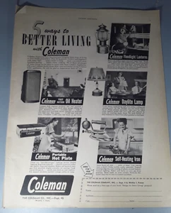 Original 1948 Coleman Zeitschrift Anzeige "5 Wege zu einem besseren Leben mit Coleman" - Bild 1 von 1