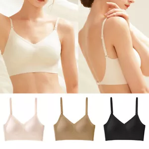 Women Low Back Bra Wire Lifting Deep U Shaped Plunge Backless Bra Push Up Bra US - Picture 1 of 17