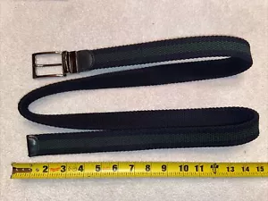 Paul And Shark Mens Yachting Woven Belt Size 54 Navy Blue With Dark Green Stripe - Picture 1 of 6