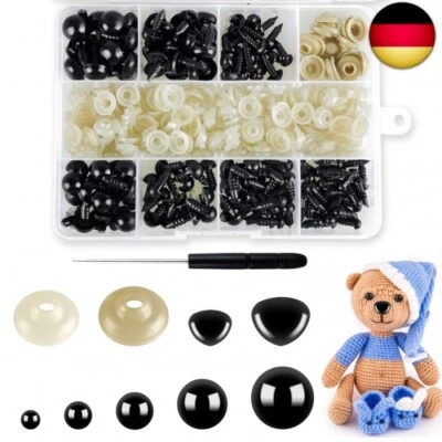 HENGXINCHEN Hengxinc 330 Stück Sicherheitsaugen für Häkeltiere Schwarz Amigurumi Augen 5-