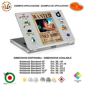 Wanted nicorobin one piece adesivo notebook tablet sticker print pvc 9 pz. - Photo 1/2