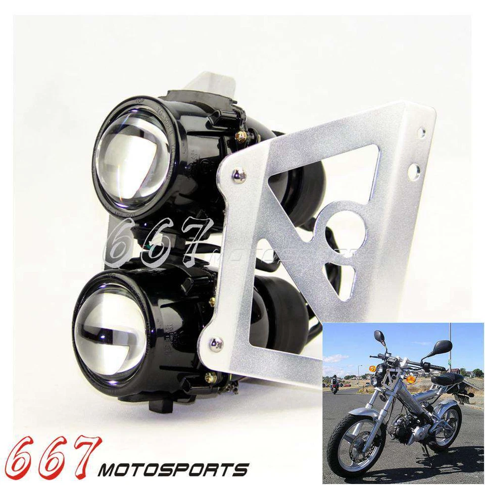 Conjunto de faros apilados dobles para motocicleta con soporte para bicicleta DualSport Naked Foto 1 de 4