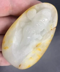 Ein chinesischer Nephrit Jade Glücksgott großer Anhänger 133g - Bild 1 von 22