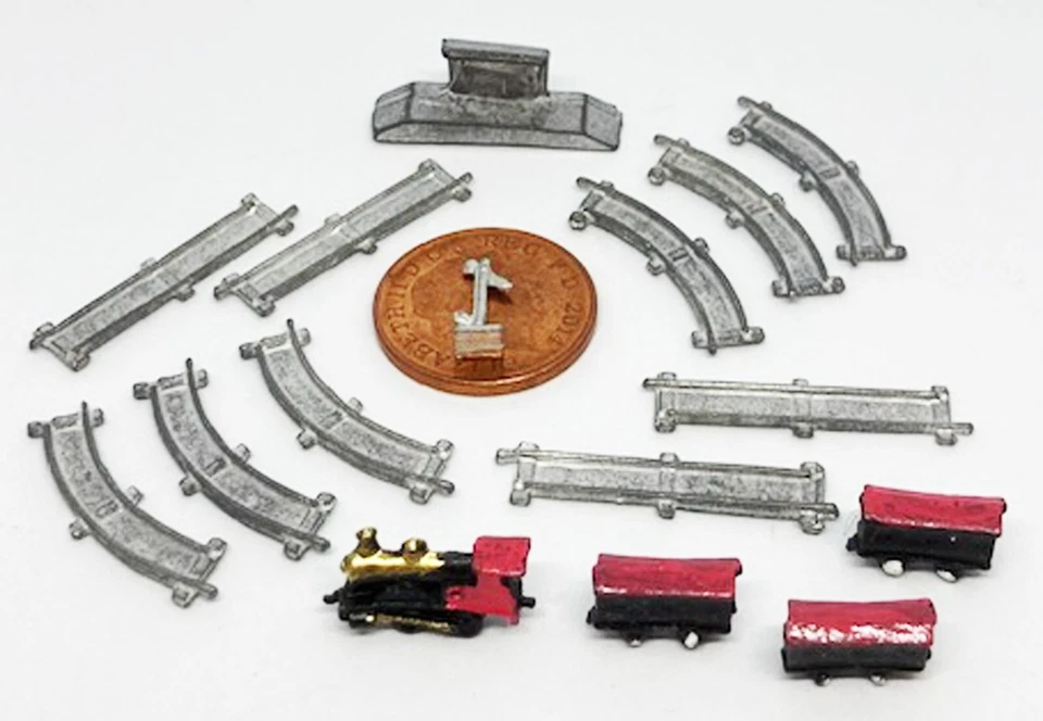 Dolls House Metal Train Set 16 Piece 1:12 Scale Nursery Accessory Toy 230 tumdee