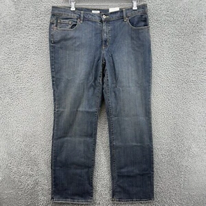 Liz & Co Chelsea Jean Women’s Sz 16 Blue Denim Straight Leg Mid Rise Stretch - Picture 1 of 10