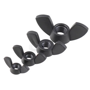 Lock Nuts Butterfly Wing Head Thumb Nuts M3M4M5M6M8M10M12 Screws Black Grade 4.8 - Picture 1 of 5