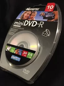 10 x Memorex Mini DVD-R RECORDABLE 30Min 1.4GB 8cm DVD for DVD CAMCORDER or PC - Picture 1 of 4