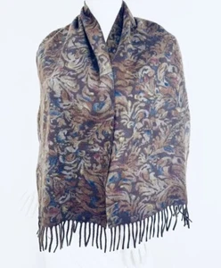 Loro Piana 100% Cashmere Scarf Shawl Brown W Muted Colors 14” x 59” NWOT - Picture 1 of 9