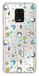Coque en silicone imprimée compatible Xiaomi Redmi Note 9S Licorne Rainbow - Picture 1 of 3