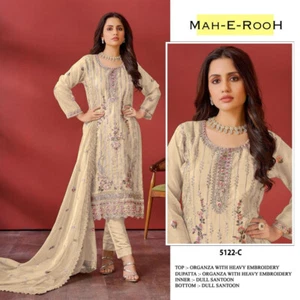 Indian Pakistani Women Dresse Orgenza With Embroidery Fully Stitch/Ready To Wear - Picture 1 of 8