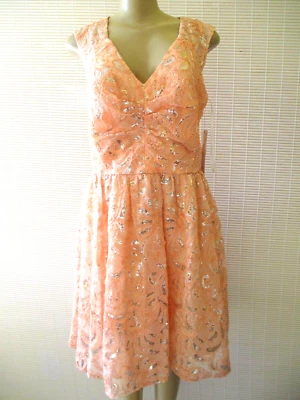 Vestido Decode 1.8 Coral Floral Sin Mangas Cuello en V Cierre de Cremallera Talla 10 Nuevo con Etiquetas Foto 1 de 4