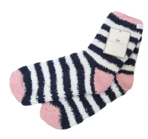 Karen Neuburger Ladies Slipper Socks Stripe Navy White Pink - NEW - Picture 1 of 1