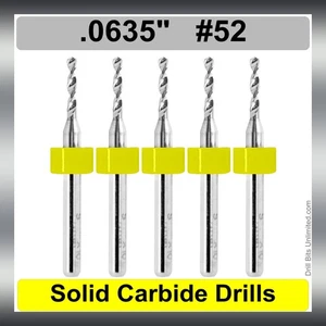 .0635" #52 Solid Carbide Drill Bits 5 Pieces -1/8" Shank Premium Grade R/S - Picture 1 of 6