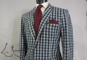 NWT J Crew Green Blue bold tartan plaid two button sport coat L-44 R - Picture 1 of 11