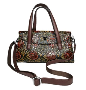 Siweiya Convertible Crossbody Bag - Floral Embossed Tooled Leather Handbag Purse - Picture 1 of 15