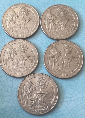 5 Of pictured rock 2018 quarters With Errors Double Die Obv/ Rev - Image 1 of 4